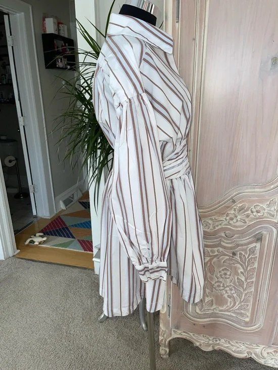 Anthropologie Long-Sleeve Collared A Line Mini Dress - Picture 5 of 10